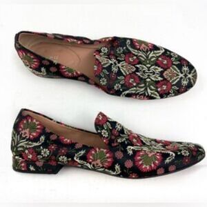 Lewit satin floral jacquard tapestry Gabriella loafers flats smoking shoe 38.5/8